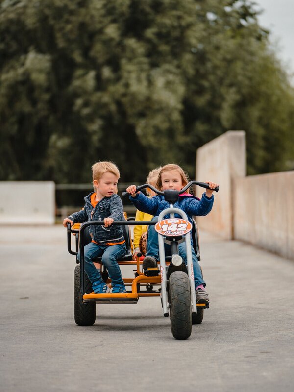 2 kinderen op een go car